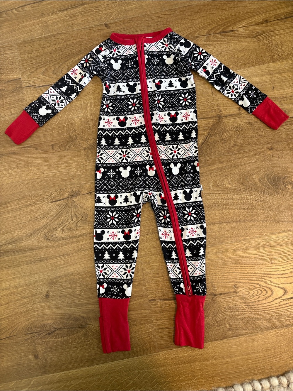 Little Sleepies Mickey Christmas Zipper Onesie 12-18M - NWOT
